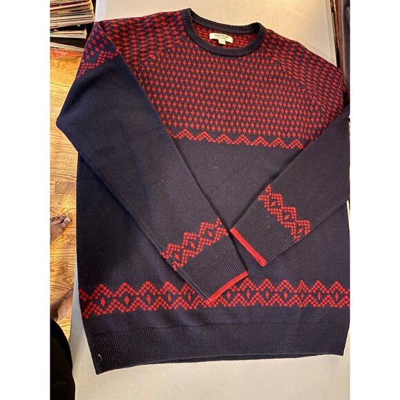 Goodthreads Mens XL Lambswool Sweater Red & Navy Fair Isle Pattern - Picture 3 of 9